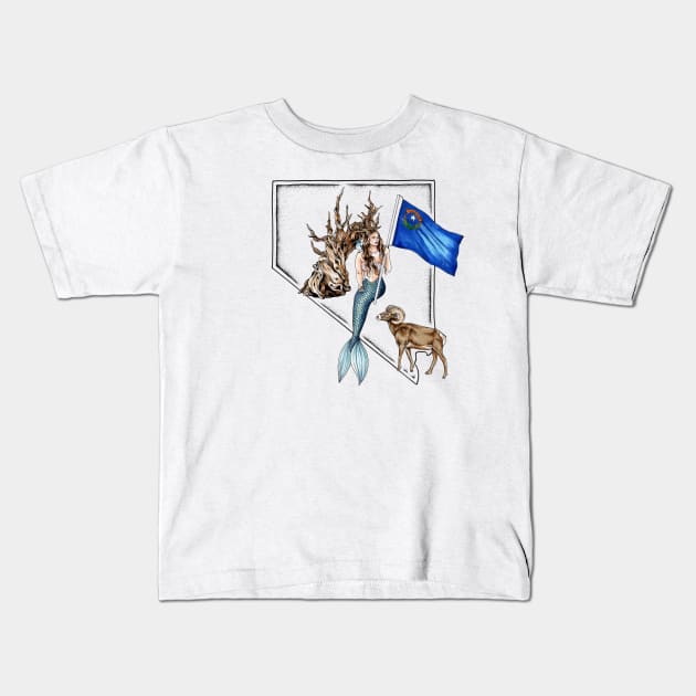 Nevada Mermaid Kids T-Shirt by Elizabeth Weglein Art